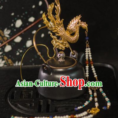 Chinese Handmade Ancient Ming Dynasty Phoenix Hairpins Traditional Hanfu Court Hair Accessories for Women