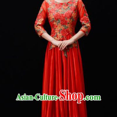 Customized Chorus Costumes Professional Modern Dance Stage Performance Red Dress for Women