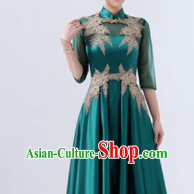 Customized Chinese Chorus Green Full Dress Professional Modern Dance Stage Performance Costumes for Women