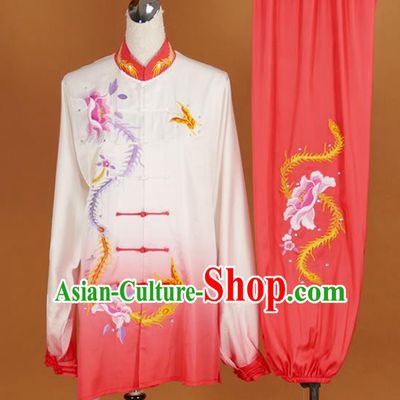 Chinese Traditional Best Martial Arts Embroidered Phoenix Peony Costume Kung Fu Competition Tai Chi Clothing for Women