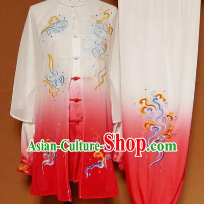 Chinese Professional Martial Arts Embroidered Cloud Peony Costume Traditional Kung Fu Competition Tai Chi Clothing for Women