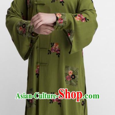 Chinese Traditional Martial Arts Olive Green Costume Kung Fu Tai Chi Training Clothing for Women