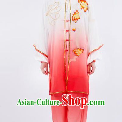 Chinese Traditional Martial Arts Gradient Red Costume Kung Fu Competition Tai Chi Training Clothing for Women