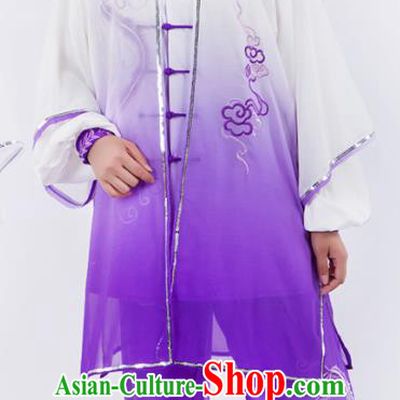 Chinese Traditional Martial Arts Gradient Purple Costume Kung Fu Competition Tai Chi Training Clothing for Women