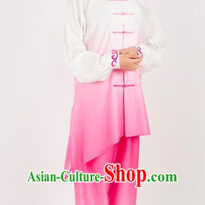Chinese Traditional Martial Arts Pink Costume Kung Fu Competition Tai Chi Training Clothing for Women