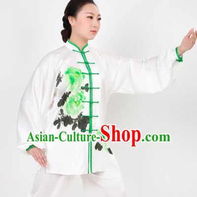Chinese Traditional Martial Arts Printing Peony Costume Best Kung Fu Competition Tai Chi Training Clothing for Women