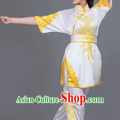 Professional Chinese Martial Arts Embroidered White Costume Traditional Kung Fu Competition Tai Chi Clothing for Women