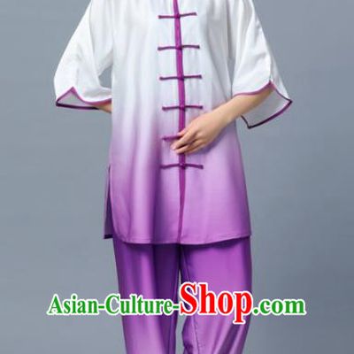 Professional Chinese Martial Arts Gradient Purple Costume Traditional Kung Fu Competition Tai Chi Clothing for Women