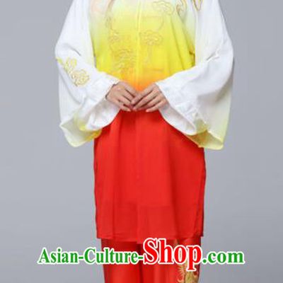 Professional Chinese Martial Arts Gradient Red Costume Traditional Kung Fu Competition Tai Chi Clothing for Women