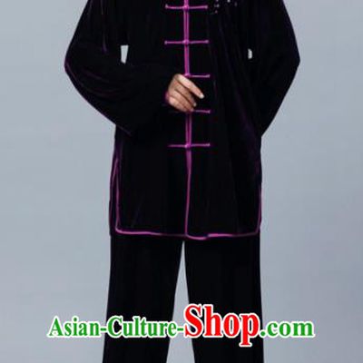 Professional Chinese Martial Arts Wine Red Velvet Costume Traditional Kung Fu Competition Tai Chi Clothing for Women