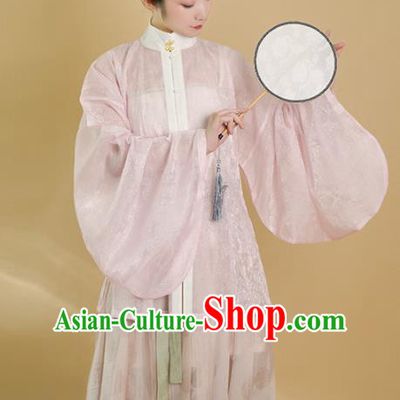 Traditional Chinese Ming Dynasty Palace Lady Pink Blouse Ancient Drama Princess Replica Costumes for Women