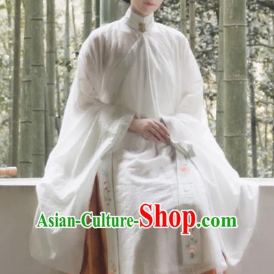 Traditional Chinese Ming Dynasty Palace Lady White Long Gown Ancient Drama Princess Replica Costumes for Women