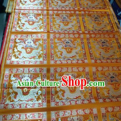 Asian Chinese Traditional Buddhism Dragon Pattern Design Golden Brocade Fabric Tibetan Robe Silk Material