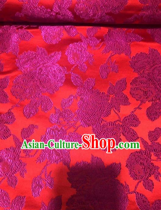Asian Chinese Traditional Peony Pattern Design Rosy Brocade Fabric Cheongsam Silk Material Asian Chinese Traditional Peony Pattern Design Rosy Brocade Fabric Cheongsam Silk Material