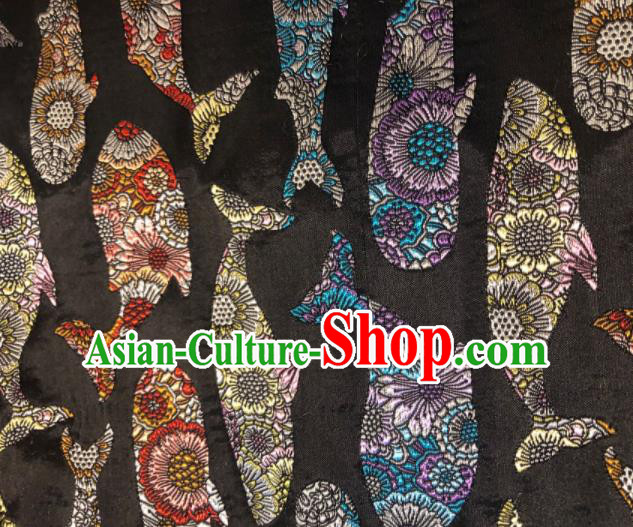 Asian Chinese Traditional Whale Pattern Design Black Brocade Fabric Cheongsam Silk Material Asian Chinese Traditional Whale Pattern Design Black Brocade Fabric Cheongsam Silk Material