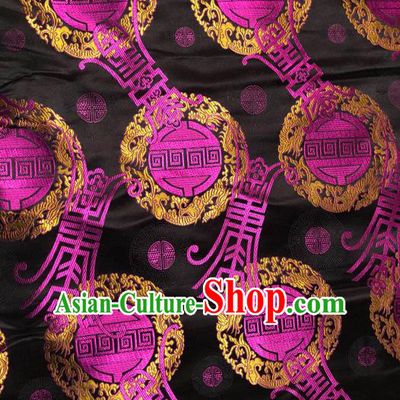 Asian Chinese Traditional Pattern Design Black Brocade Fabric Cheongsam Silk Material