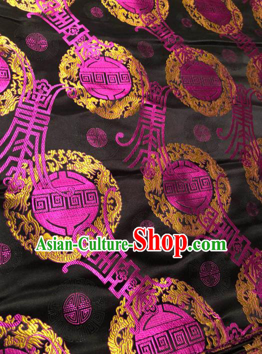 Asian Chinese Traditional Pattern Design Black Brocade Fabric Cheongsam Silk Material Asian Chinese Traditional Pattern Design Black Brocade Fabric Cheongsam Silk Material