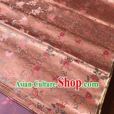 Asian Chinese Traditional Carps Pattern Design Pink Brocade Fabric Cheongsam Silk Material