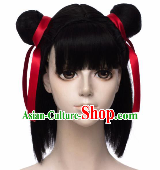Customized Chinese Cosplay Black Wigs Drama Ne Zha Hair Accessories Wig Sheath Customized Chinese Cosplay Black Wigs Drama Ne Zha Hair Accessories Wig Sheath