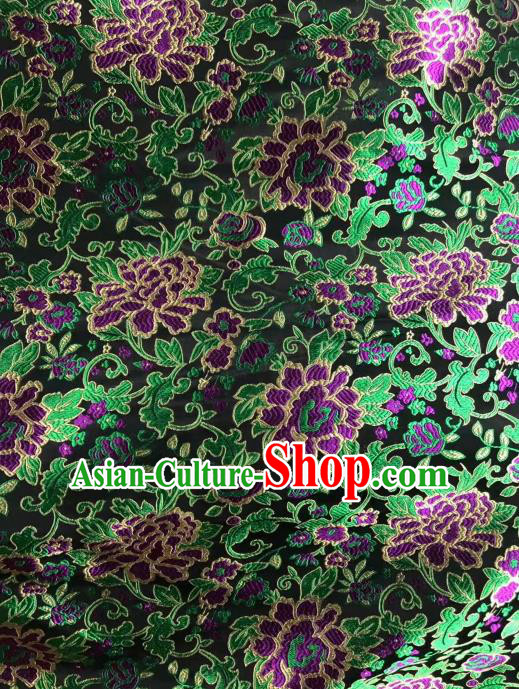 Asian Chinese Traditional Purple Peony Pattern Design Brocade Fabric Cheongsam Silk Material Asian Chinese Traditional Purple Peony Pattern Design Brocade Fabric Cheongsam Silk Material