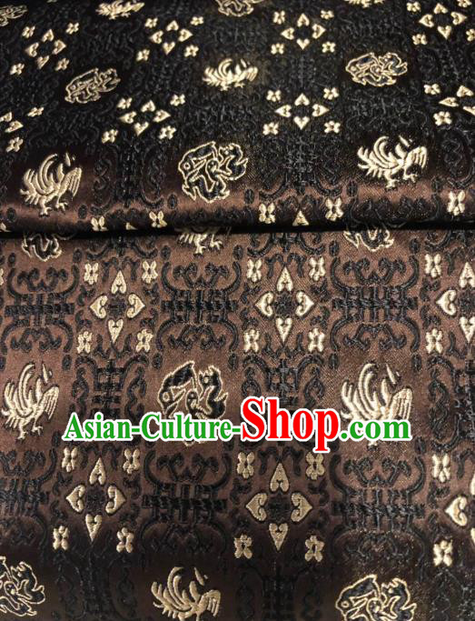Asian Chinese Traditional Pattern Design Brown Brocade Fabric Cheongsam Silk Material