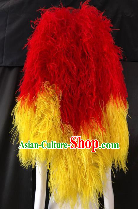 Customized Halloween Carnival Red and Yellow Feather Giant Hair Accessories Brazil Parade Samba Dance Headpiece for Women Customized Halloween Carnival Red and Yellow Feather Giant Hair Accessories Brazil Parade Samba Dance Headpiece for Women