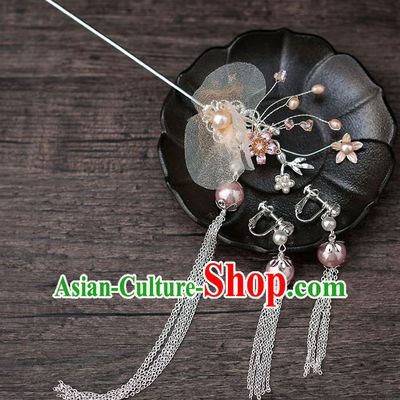 Top Chinese Traditional Silk Flower Hair Clip Handmade Hanfu Hairpins Hair Accessories for Women