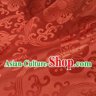 Asian Chinese Traditional Plum Pattern Design Orange Brocade China Hanfu Satin Fabric Material