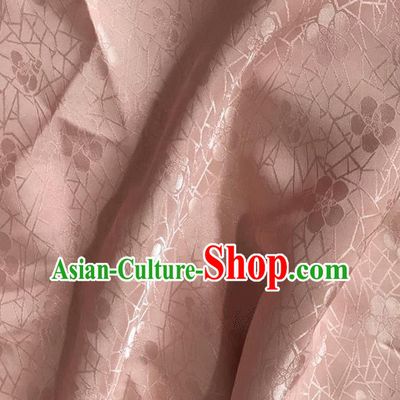 Asian Chinese Traditional Plum Blossom Pattern Design Pink Brocade China Hanfu Satin Fabric Material