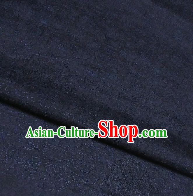 Asian Chinese Traditional Embroidered Pattern Design Navy Silk Fabric China Hanfu Silk Material Asian Chinese Traditional Embroidered Pattern Design Navy Silk Fabric China Hanfu Silk Material