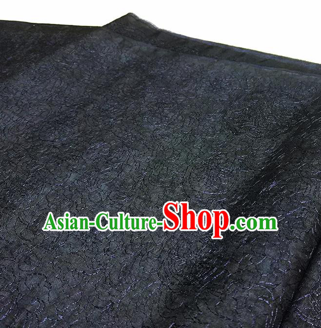 Asian Chinese Traditional Embroidered Pattern Design Navy Silk Fabric China Hanfu Silk Material Asian Chinese Traditional Embroidered Pattern Design Navy Silk Fabric China Hanfu Silk Material