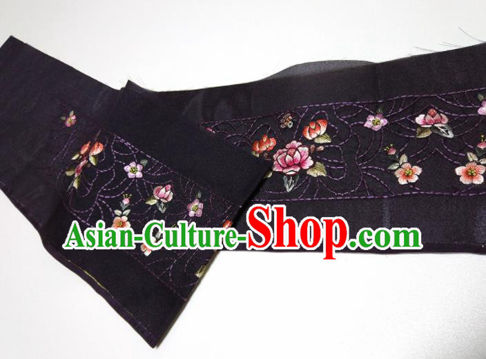 Asian Chinese Traditional Embroidered Peony Pattern Design Black Silk Fabric China Hanfu Silk Material Asian Chinese Traditional Embroidered Peony Pattern Design Black Silk Fabric China Hanfu Silk Material