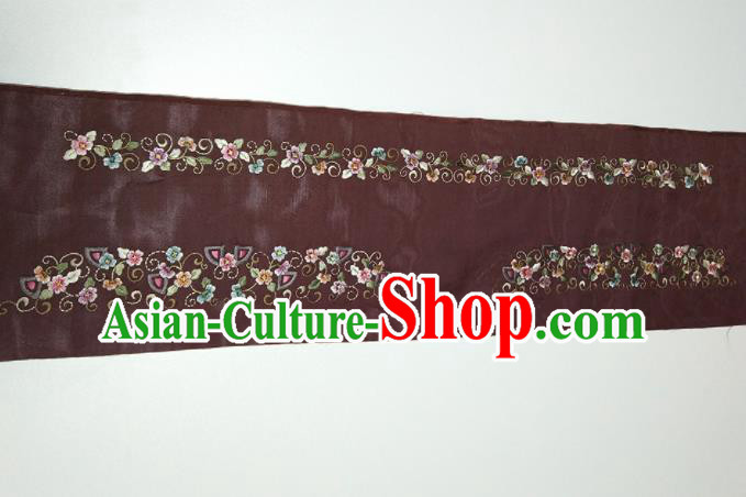 Asian Chinese Traditional Embroidered Flowers Pattern Design Brown Silk Fabric China Hanfu Silk Material Asian Chinese Traditional Embroidered Flowers Pattern Design Brown Silk Fabric China Hanfu Silk Material