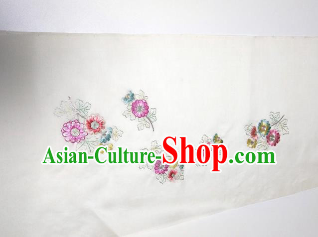 Asian Chinese Traditional Embroidered Pattern Design White Silk Fabric China Hanfu Silk Material