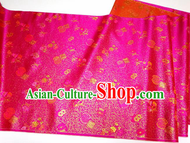 Asian Chinese Traditional Auspicious Pattern Design Rosy Brocade Silk Fabric China Hanfu Satin Material Asian Chinese Traditional Auspicious Pattern Design Rosy Brocade Silk Fabric China Hanfu Satin Material