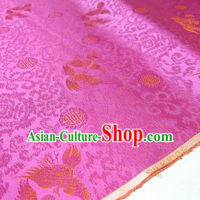 Asian Chinese Traditional Phoenix Peony Pattern Design Rosy Brocade Silk Fabric China Hanfu Satin Material
