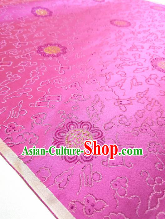 Asian Chinese Traditional Round Pattern Design Rosy Brocade Silk Fabric China Hanfu Satin Material Asian Chinese Traditional Round Pattern Design Rosy Brocade Silk Fabric China Hanfu Satin Material