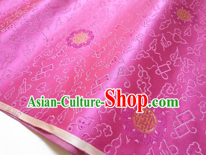 Asian Chinese Traditional Round Pattern Design Rosy Brocade Silk Fabric China Hanfu Satin Material Asian Chinese Traditional Round Pattern Design Rosy Brocade Silk Fabric China Hanfu Satin Material