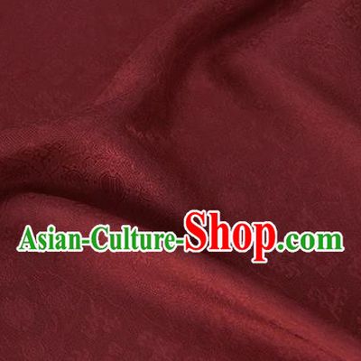 Asian Chinese Traditional Kaki Pedicle Pattern Design Dark Red Silk Fabric China Qipao Material