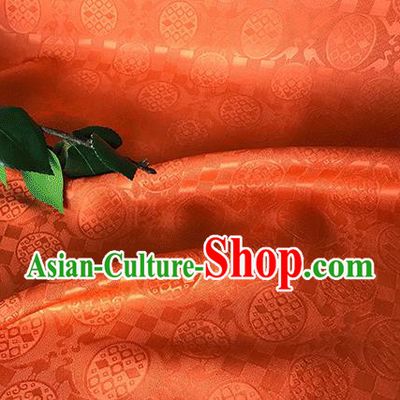 Asian Chinese Traditional Pattern Design Orange Silk Fabric China Qipao Material