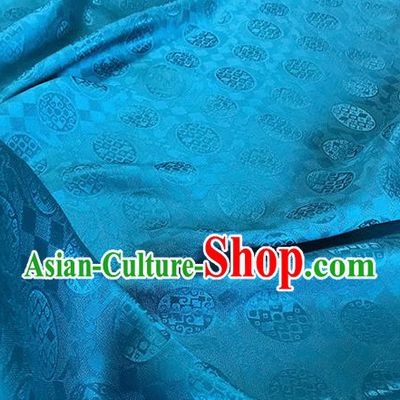 Asian Chinese Traditional Pattern Design Blue Silk Fabric China Qipao Material