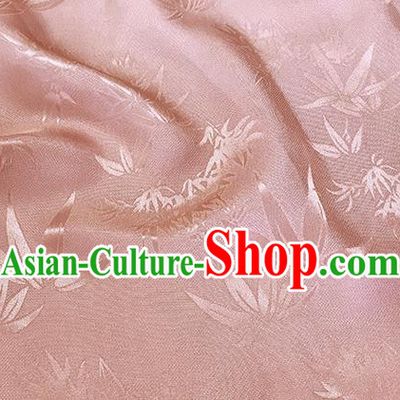 Asian Chinese Traditional Bamboo Leaf Pattern Design Pink Silk Fabric China Qipao Material