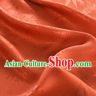 Asian Chinese Traditional Bamboo Leaf Pattern Design Deep Orange Silk Fabric China Qipao Material
