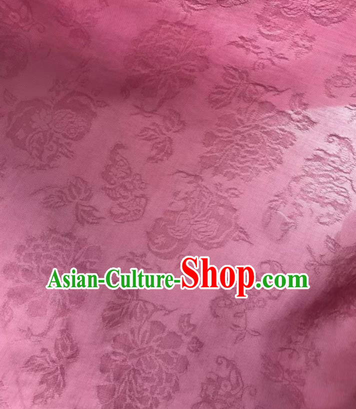 Asian Chinese Traditional Jacquard Peony Pattern Design Rosy Silk Fabric China Qipao Material Asian Chinese Traditional Jacquard Peony Pattern Design Rosy Silk Fabric China Qipao Material