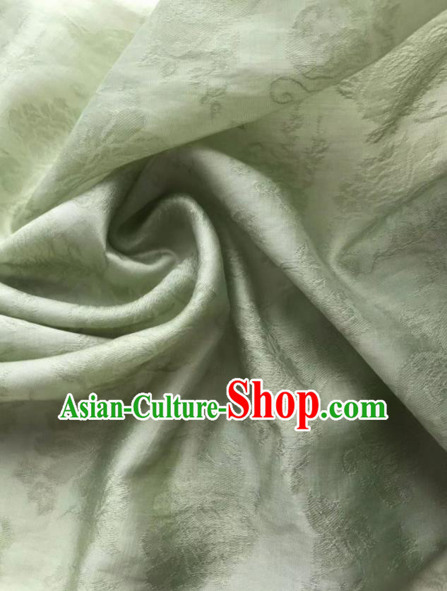 Asian Chinese Traditional Jacquard Peony Pattern Design Light Green Silk Fabric China Qipao Material Asian Chinese Traditional Jacquard Peony Pattern Design Light Green Silk Fabric China Qipao Material