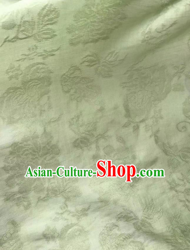 Asian Chinese Traditional Jacquard Peony Pattern Design Light Green Silk Fabric China Qipao Material Asian Chinese Traditional Jacquard Peony Pattern Design Light Green Silk Fabric China Qipao Material