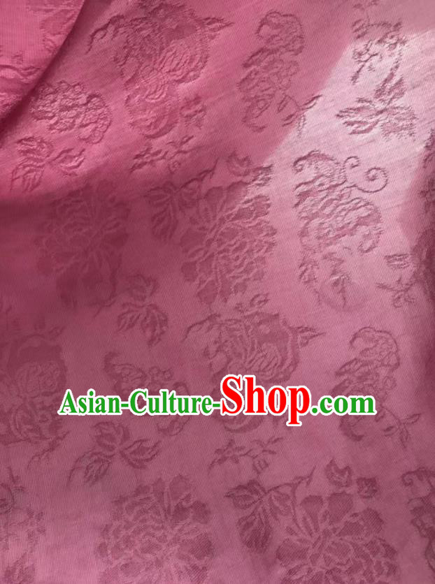 Asian Chinese Traditional Jacquard Peony Pattern Design Rosy Silk Fabric China Qipao Material Asian Chinese Traditional Jacquard Peony Pattern Design Rosy Silk Fabric China Qipao Material