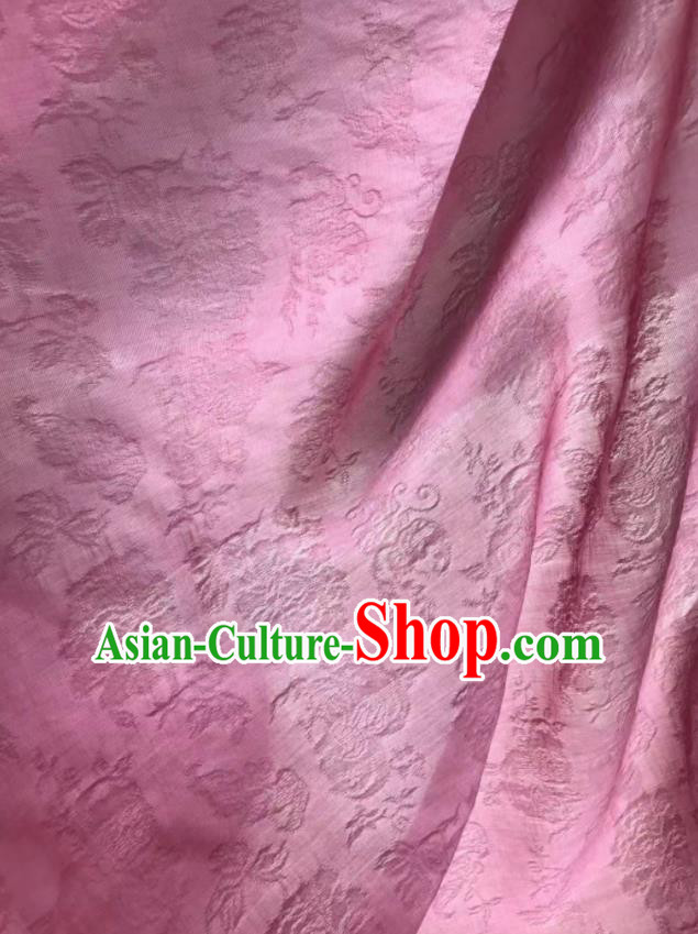 Asian Chinese Traditional Jacquard Peony Pattern Design Rosy Silk Fabric China Qipao Material Asian Chinese Traditional Jacquard Peony Pattern Design Rosy Silk Fabric China Qipao Material