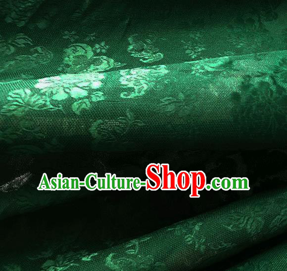Asian Chinese Traditional Peony Pattern Design Green Silk Imitation China Qipao Silk Fabric Material Asian Chinese Traditional Peony Pattern Design Green Silk Imitation China Qipao Silk Fabric Material