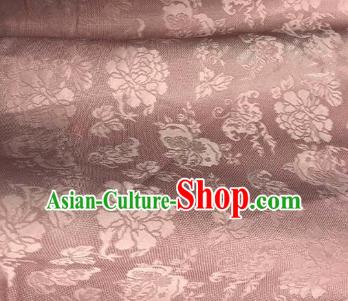 Asian Chinese Traditional Peony Pattern Design Pink Satin China Qipao Silk Fabric Material Asian Chinese Traditional Peony Pattern Design Pink Satin China Qipao Silk Fabric Material